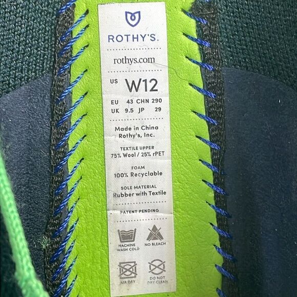 Rothy’s “The Loafer” Wintergreen Wool Blend Women’s Sz 12/EU 43 Slip On Loafers - Picture 6 of 11